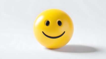 Fototapeta premium Cheerful 3D Smiling Face Emoji on White Background with Artistic Shadows