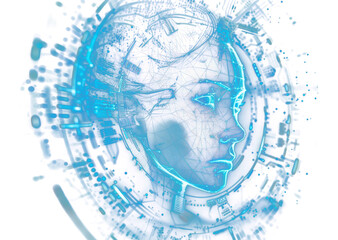 PNG 3D holographic brain scan futuristic technology digital.