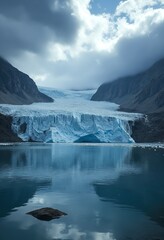 Fototapeta premium Spectacular Glacier Calving Event with Dramatic Dust