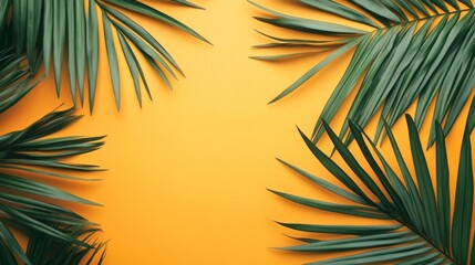 Vibrant Tropical Background with Exotic Green Palm Leaves