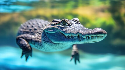Fototapeta premium Alligator Swimming Underwater