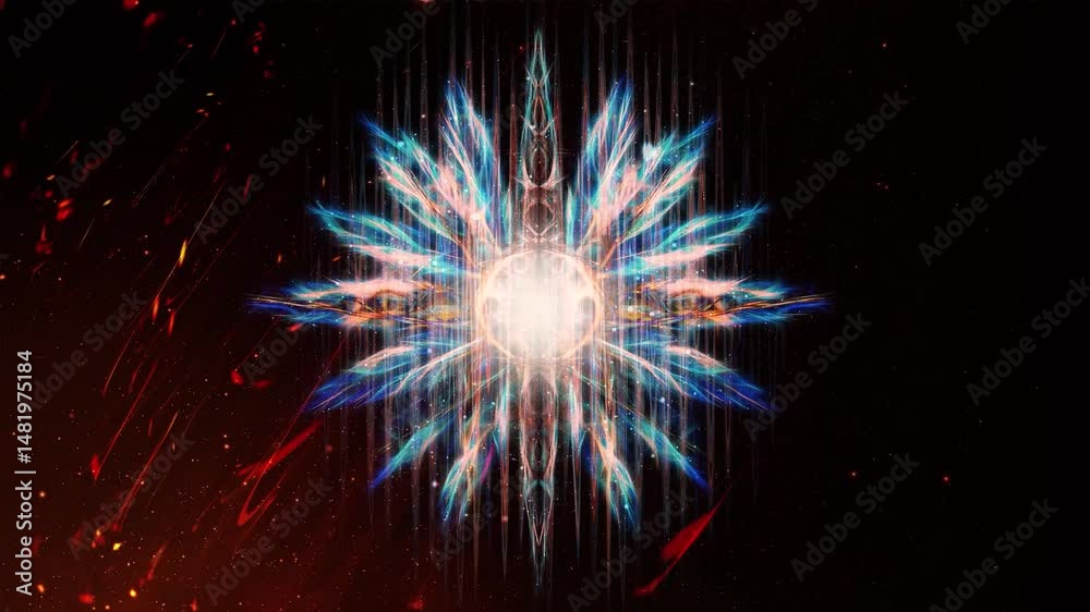 Aufkleber ornamental graphic in shape of a star with feathers, fractal effect.