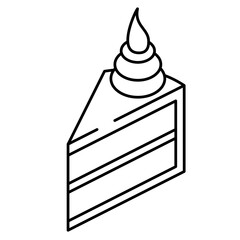 Birthday Piece Cake Element Outline