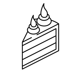 Birthday Piece Cake Element Outline