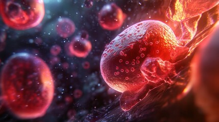 Artistic High Resolution Close Up of Kupffer Cells Under Microscope