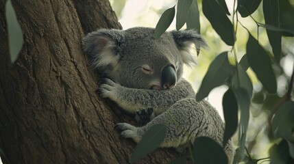 Obraz premium Koala sleeping in tree