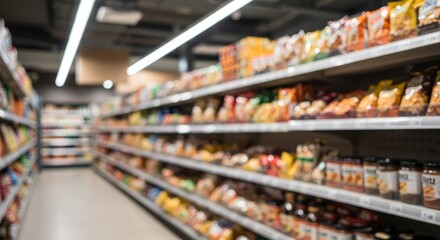 Fototapeta premium Blurred Supermarket Aisle Photo Background