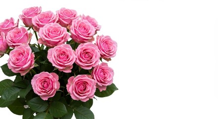 Bouquet of Pink Roses on White Background Photo