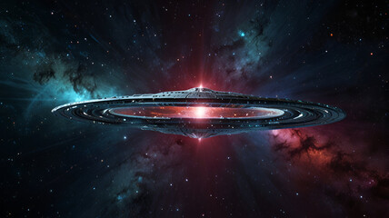 "A crystal spaceship breaking through a wormhole in deep space"


