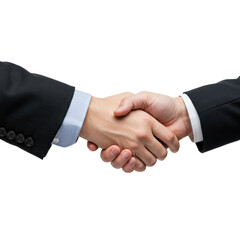 Handshake of Agreement: A close-up shot of two hands clasping in a firm handshake, symbolizing agreement, collaboration, and professional camaraderie.