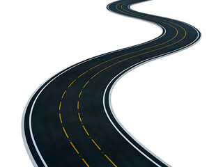 Winding Road PNG with Yellow Lines, Transparent Background
