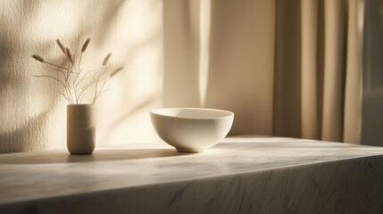 Minimalist still life on marble surface