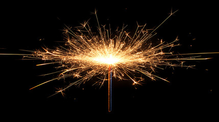 Fototapeta premium Sparkler ignited on a dark background for festive celebrations and holiday events creating a bright and glittering display