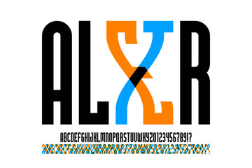 Alter. Changing letters font, alphabet letters and numbers vector illustration