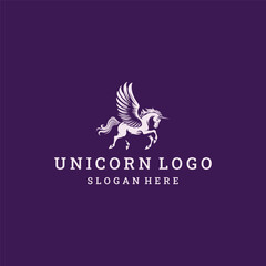 Obraz premium Unicorn logo style icon design template vector illustration