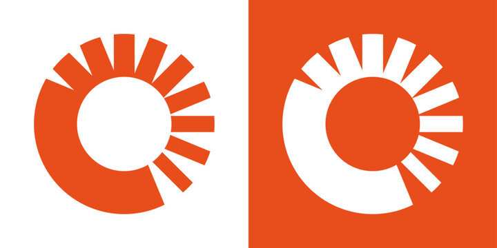 Progress circle logo with growing segmented lines. Abstract loading ring for tech and digital design.