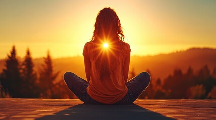 A person sitting on a rooftop with a sunset view, yet no shadow on the ground or roof