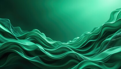 Obraz premium Emerald Green Fabric Waves with Subtle Texture