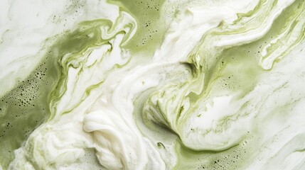 Obraz premium Swirling Fresh Milk and Green Background Abstract Art Design