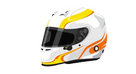 Fototapeta premium Racing Helmet with Visor and Yellow Orange Design Isolated