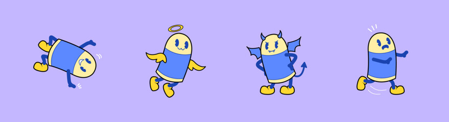 Cartoon eraser characters in expressive poses&mdash;great for educational materials, children&rsquo;s books, classroom posters, stickers, animations, apps, and creative school-related content.