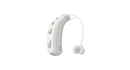 Hearing Aid Device Isolated on White Background Close Up