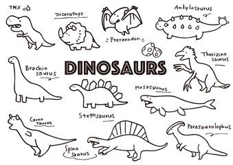 かわいい手書きの恐竜イラストセット © nonohana