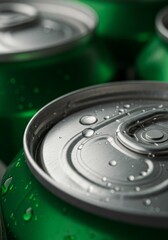Close Up Photo of Green Aluminum Soda Cans