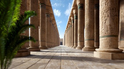 Fototapeta premium Ancient Columns Aligned Perspective View