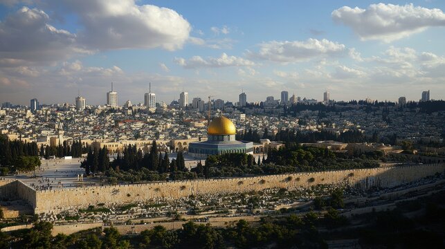 Panoramic View of the Dome of the Rock and Jerusalem