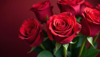 A vibrant bouquet of red roses, a classic symbol of love and appreciation , romance, affection, red roses