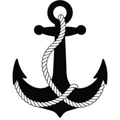 Rope-Wrapped Anchor Icon – Nautical Marine Symbol PNG Vector