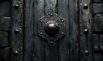 Fototapeta premium Medieval door with weathered metal details