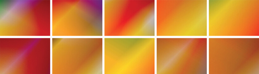 Naklejka premium Set Of Ten Abstract Gradient Backgrounds, Bright Citrus And Earthy Palettes, For Fresh Digital Design And Web