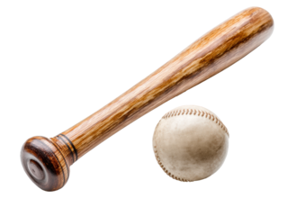 Baseball bat and ball for sports training and practice, cut out transparent
