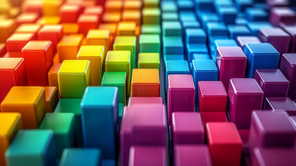 Abstract background of colorful 3d blocks.