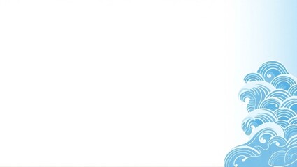 Obraz premium Watercolor Blue Ocean Waves Illustration on White Background