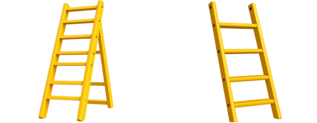 3D yellow ladder icon illustration featuring a straight design, isolated on transparent background PNG