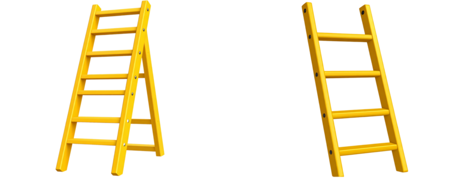 3D yellow ladder icon illustration featuring a straight design, isolated on transparent background PNG
