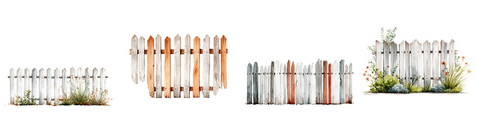 Charming, rustic wooden fences adorned with vibrant greenery and colorful flowers, showcasing a natural, countryside aesthetic ideal for home and garden design projects.