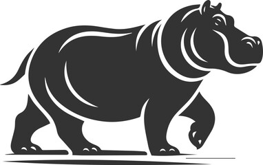 Big animal hippo vector silhouette isolated
