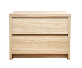 Modern wooden nightstand with minimalist design for bedroom decor, cut out transparent