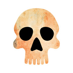 Cartoon watercolor skull isolated on white	