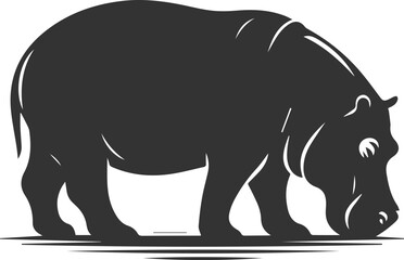 Big animal hippo vector silhouette isolated