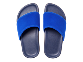 Comfortable blue slip on sandals for casual summer wear, cut out transparent