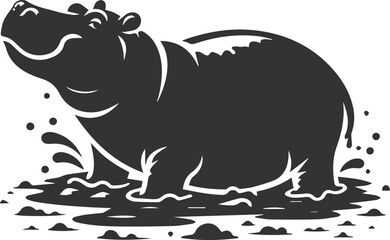 Big animal hippo vector silhouette isolated