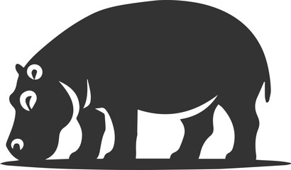 Big animal hippo vector silhouette isolated