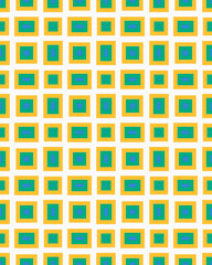 A vibrant pattern of squares in turquoise and yellow arranged in a neat grid, perfect for use in textiles or wallpaper