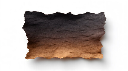 Burnt paper sheet isolated on white background	