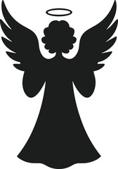 Fototapeta premium Christmas Angel Silhouette Vector – Elegant Holy Spirit with Wings and Halo